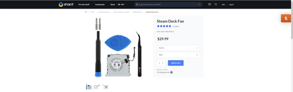 Steam Deck Fan on iFixit