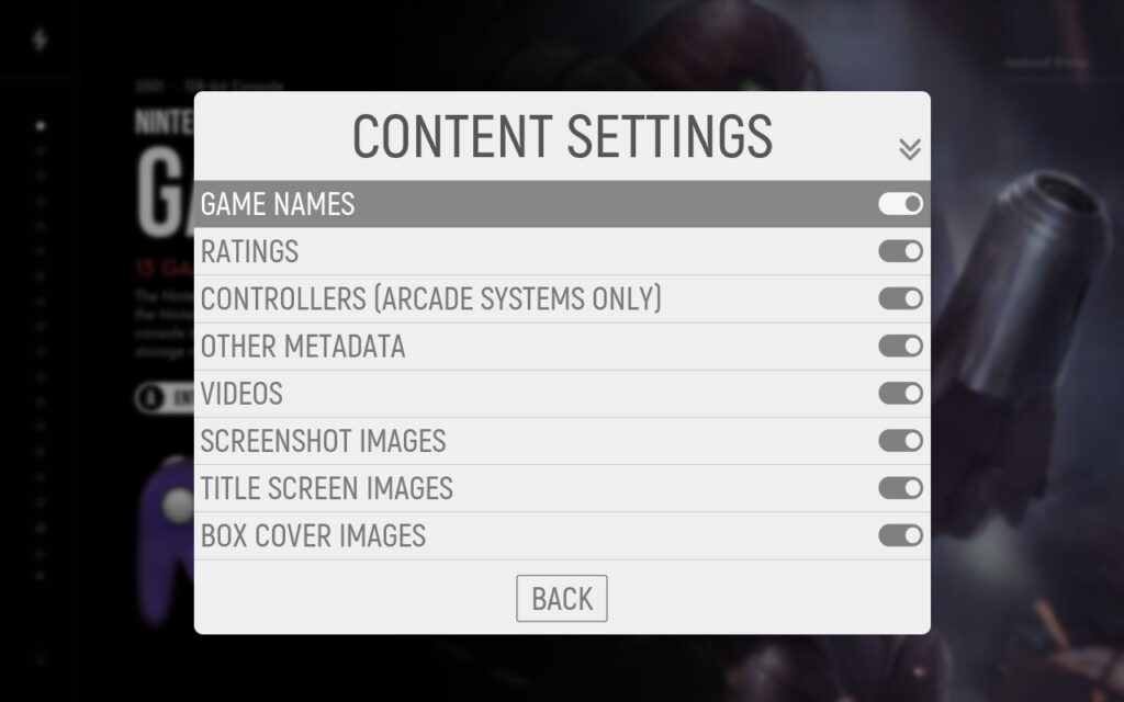 ES DE Content Settings