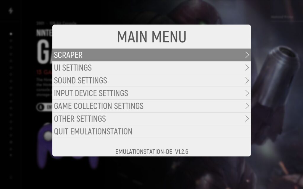 ES DE Main Menu