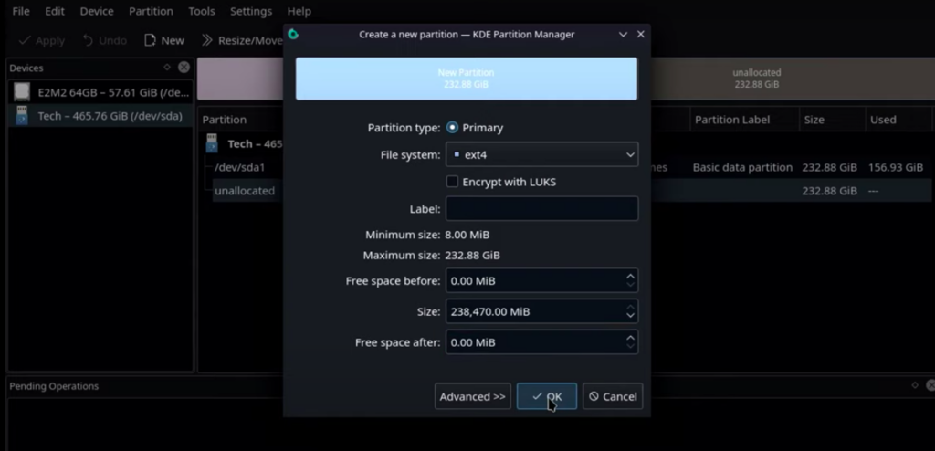 Selecting EXT4