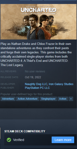 Uncharted: Legacy of Thieves Collection chega no PC via Steam em