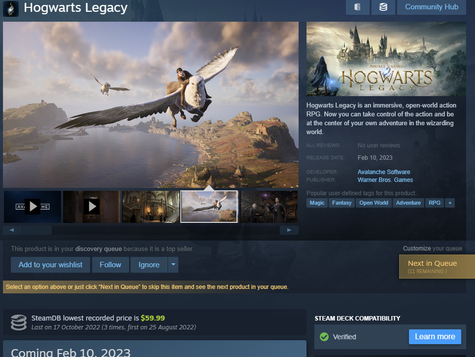 Hogwarts Legacy Will Be Steam Deck Verified Upon Release - GINX TV