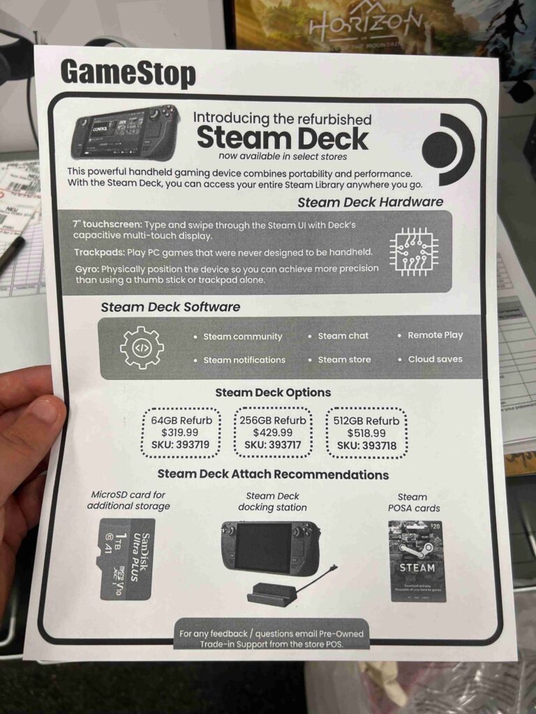 Refurbished Steam Deck at Gamestop 