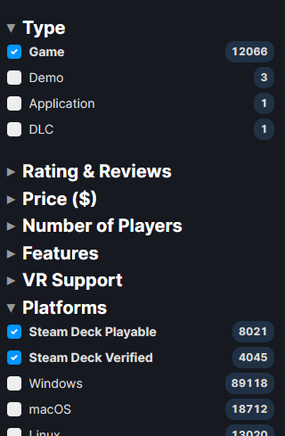 SteamDB A third-party Steam database to query global game