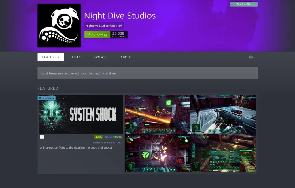 Screenshot 2024 11 05 at 02 52 58 Steam Publisher Night Dive Studios