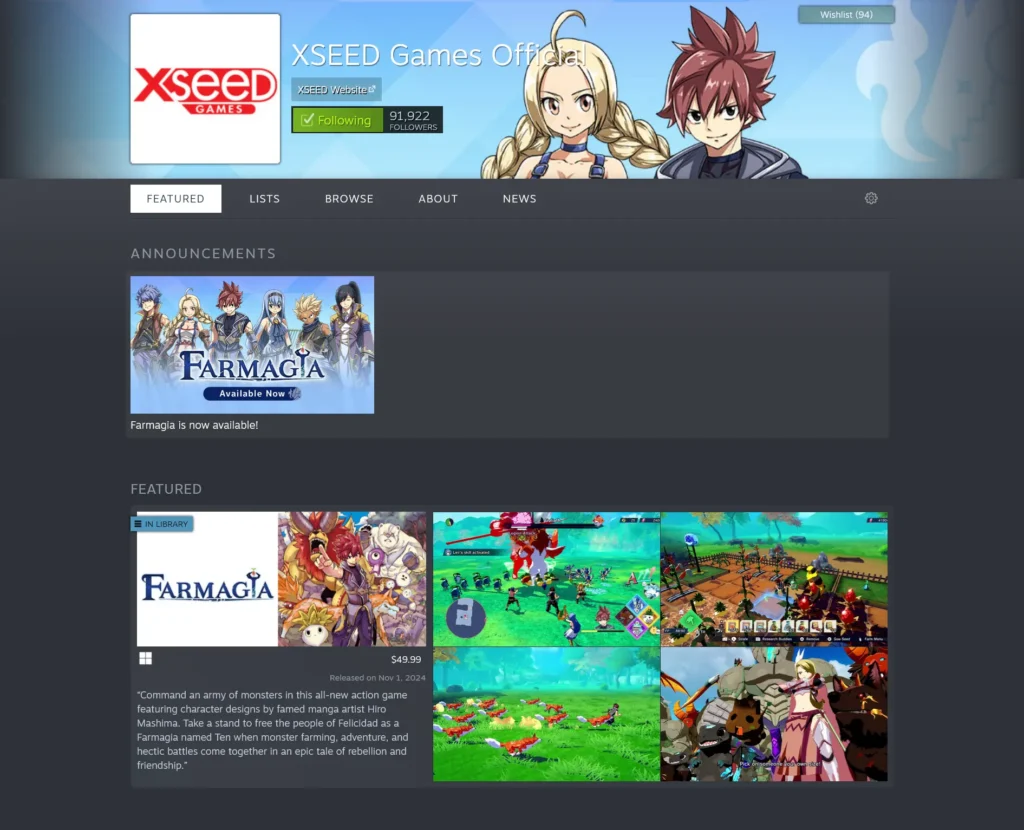 Screenshot 2024 11 05 at 02 59 05 Steam Developer XSEED Games Official