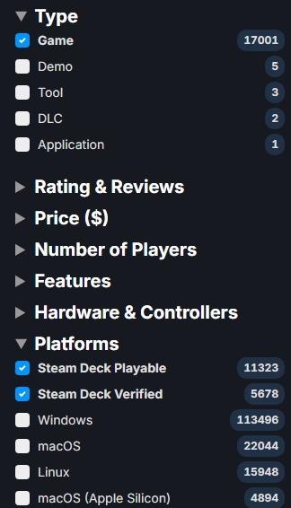 Steam Deck 17,000 Verified/Playable Games