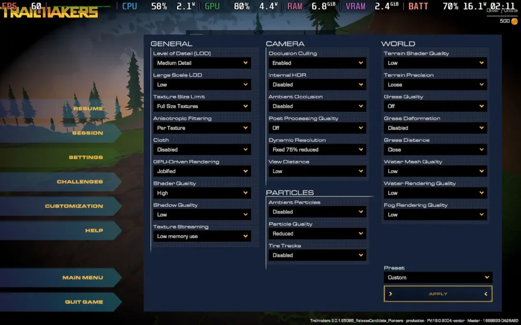 TrailmakersPerformanceSettings 1