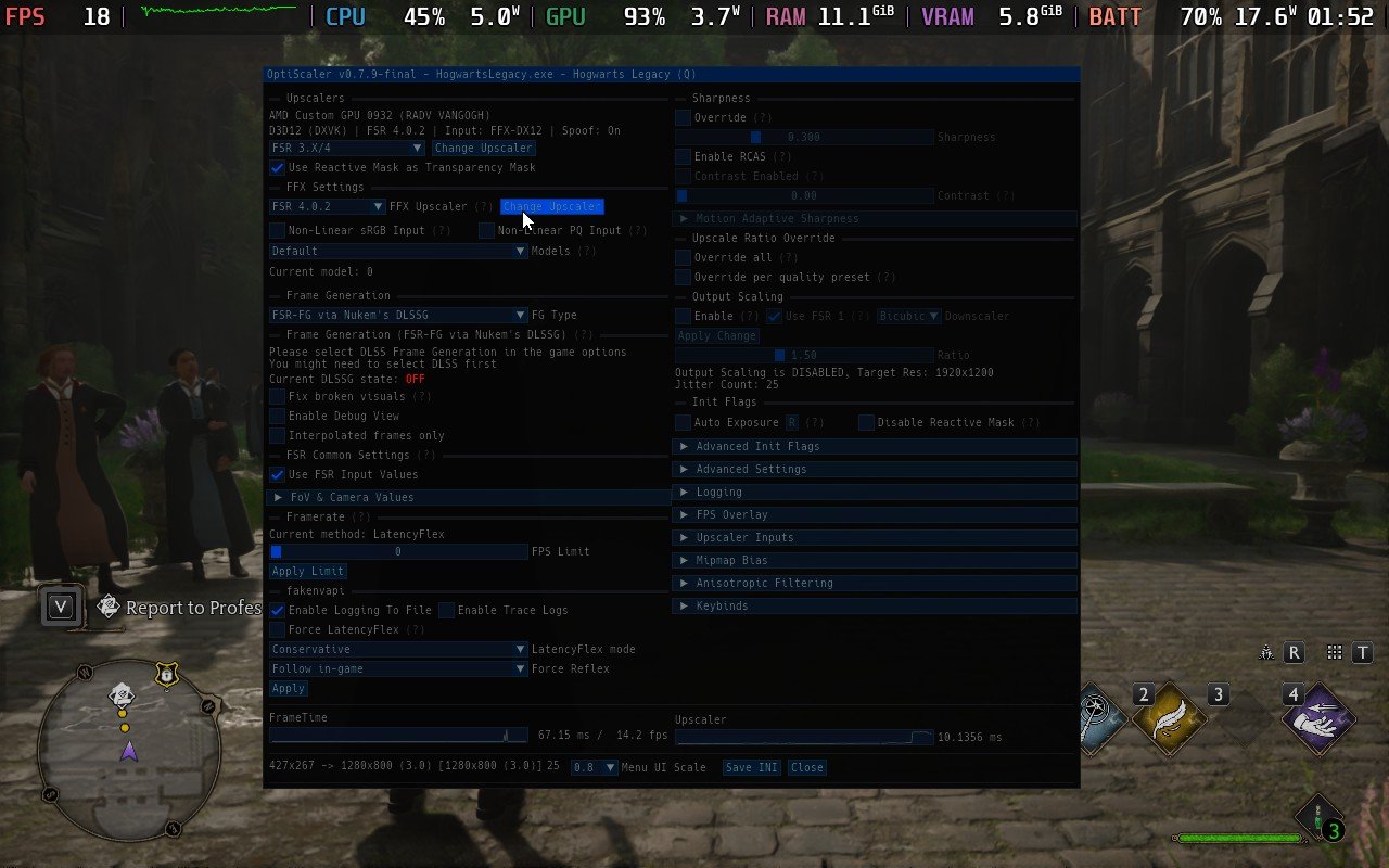 We Can Now Use FSR 4 On The Steam Deck For Better Visuals With A Power Tradeoff 1 Hogwarts Legacy OptiScaler FSR 4