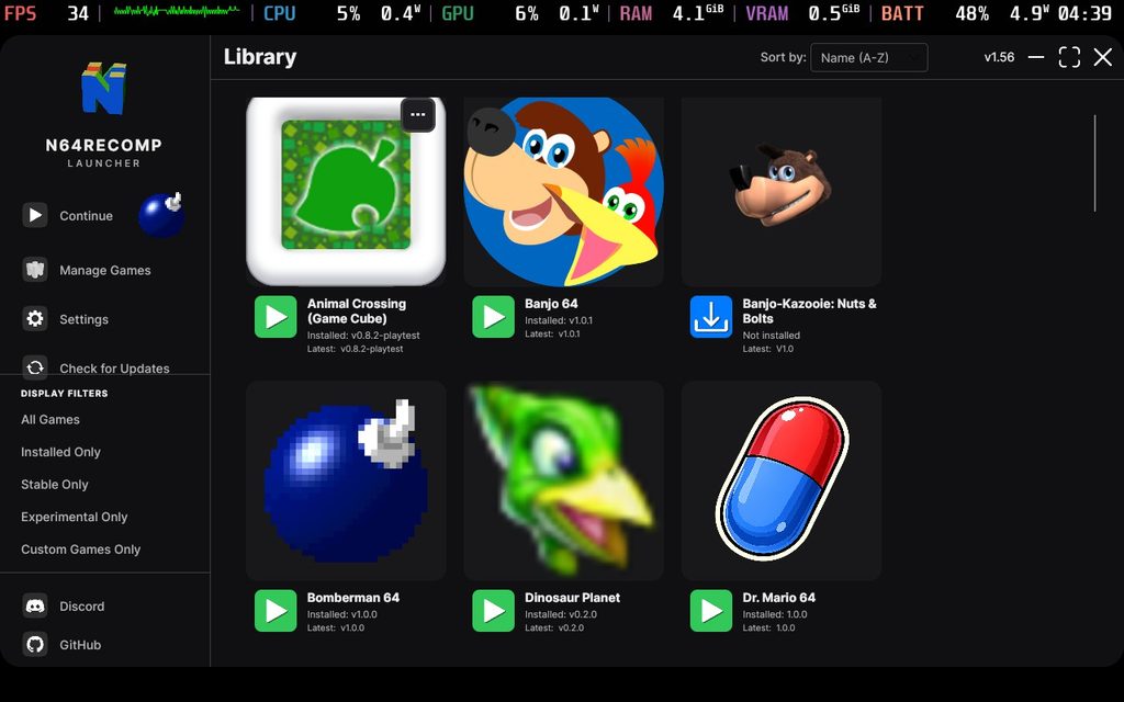 N64RecompLauncher For Native PC Ports