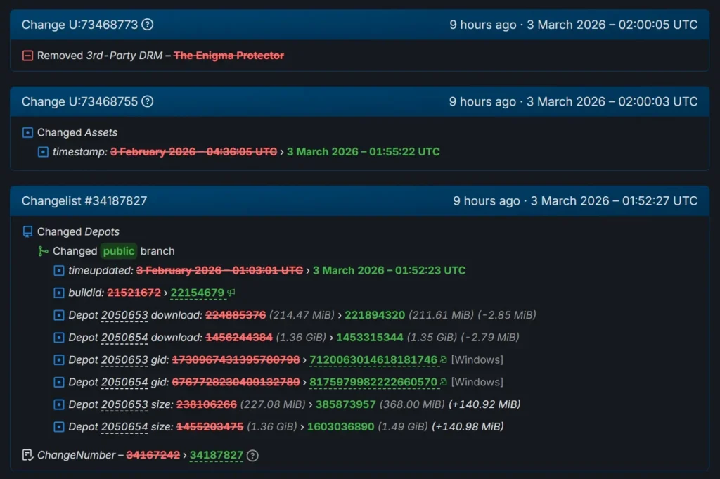 Capcom Removes Enigma DRM From Resident Evil 4 2 Screenshot 3 3 2026 23910 steamdb.info