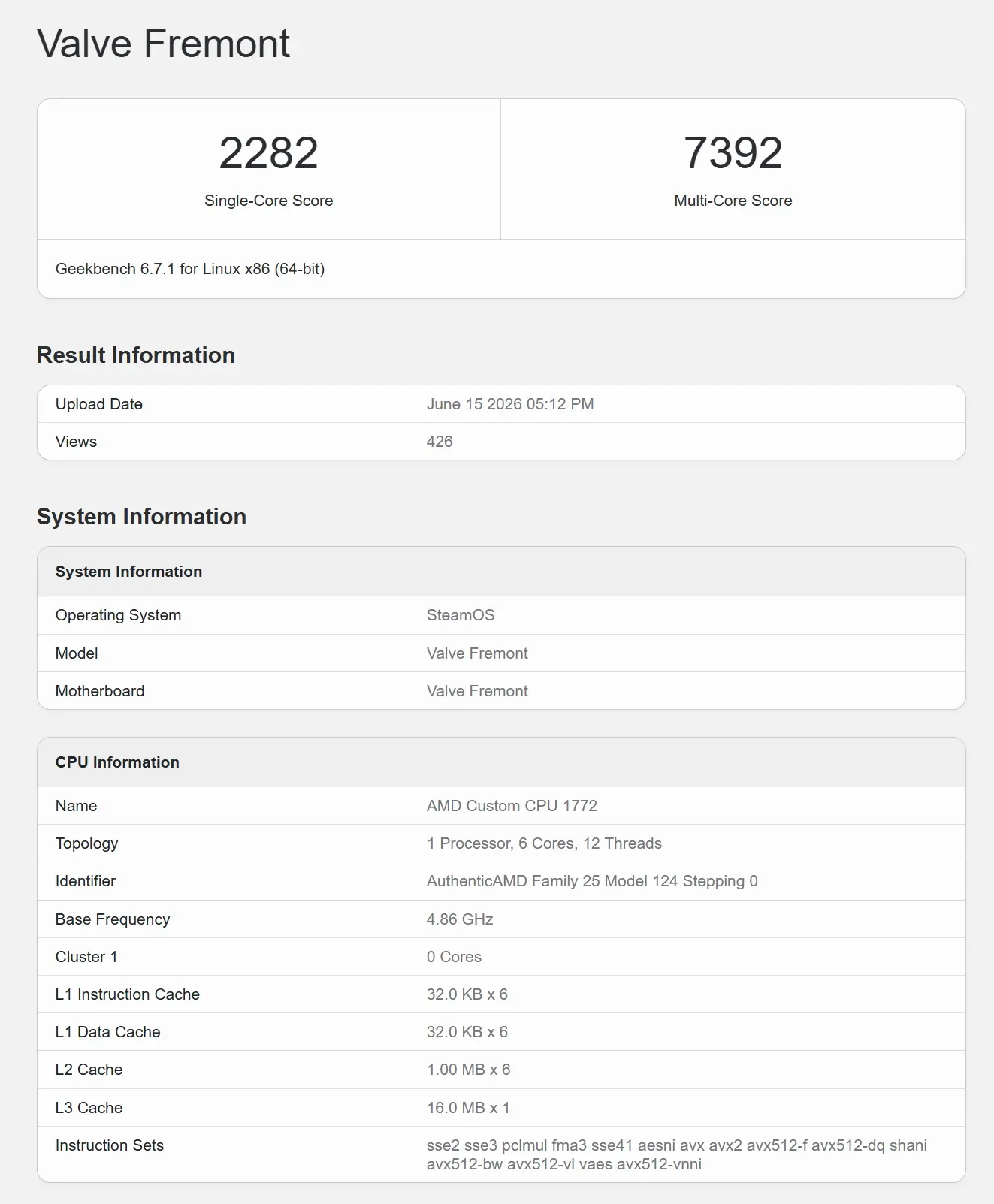 New Steam Machine Benchmarks Were Posted On Geekbench 3 Screenshot 16 6 2026 7337 browser.geekbench.com