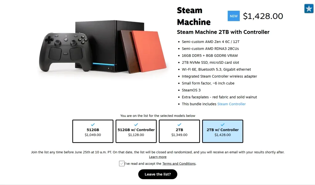 The Steam Machine Will Start At $1,049 And Shipments Begin Next Week 2 Screenshot 22 6 2026 101239 store.steampowered.com