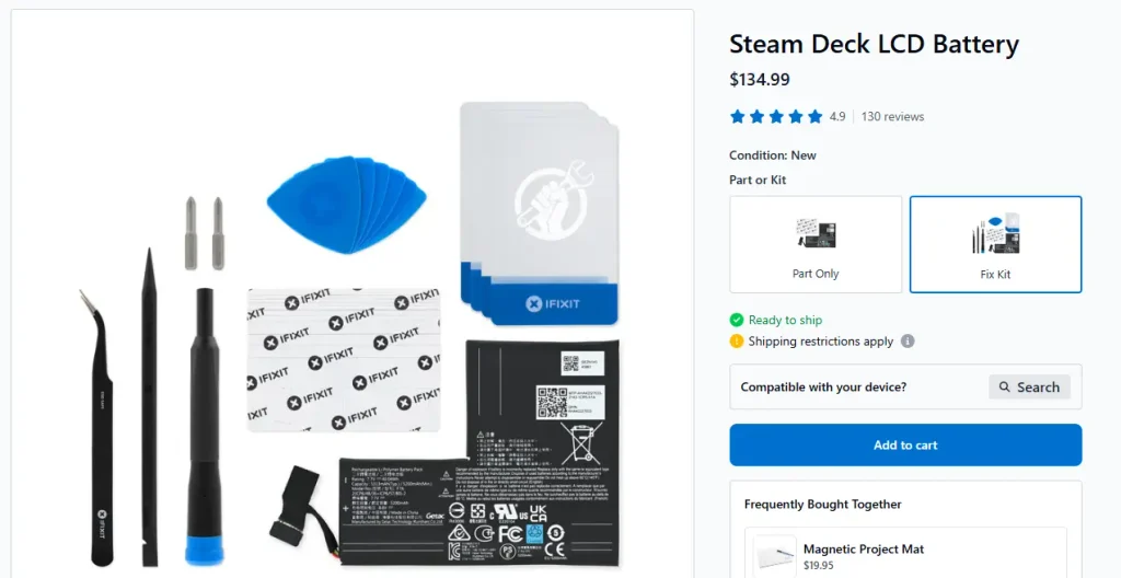 iFixit Restocks Steam Deck LCD Batteries, And They Now Cost More Than The OLED Battery 1 iFixit Steam Deck LCD Batteries