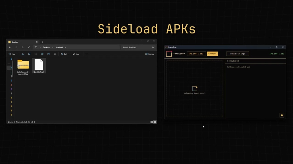 FrameDrop Can Sideload APKs And Applications To The Steam Frame 1 FrameDrop1