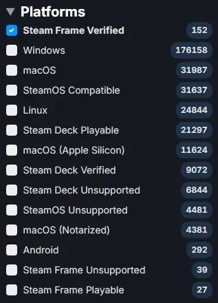 There Are Now Over 150 Steam Frame Verified Games 2 Screenshot 21 9 2026 598 steamdb.info
